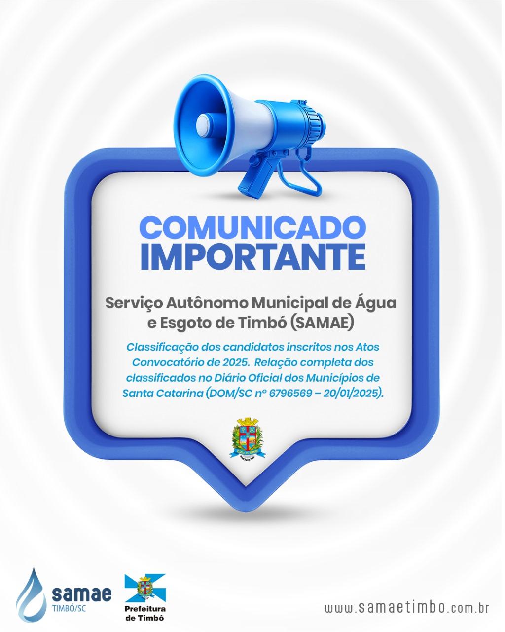 SAMAE divulga classificação de candidatos para contratação temporária