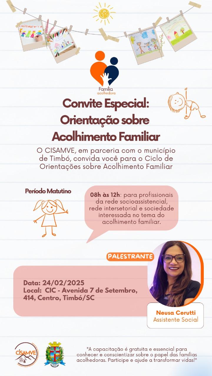Timbó recebe palestra sobre Acolhimento Familiar para famílias interessadas em participar do programa