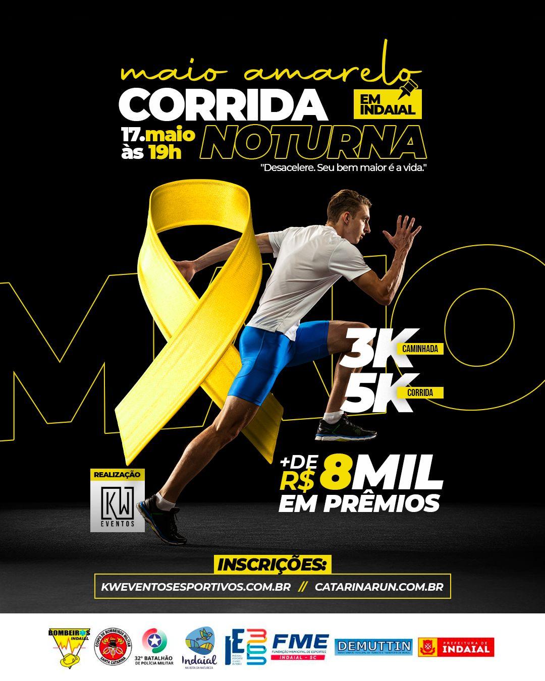 Abertas as inscrições para a Corrida Noturna Maio Amarelo 2025