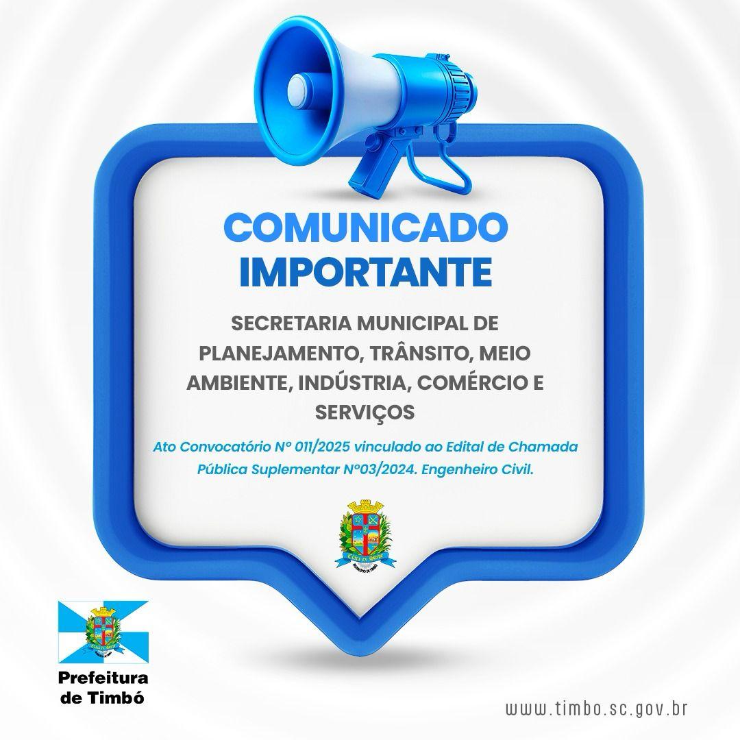 PREFEITURA MUNICIPAL DE TIMBÓ CONVOCA CANDIDATOS PARA PREENCHIMENTO DE VAGAS