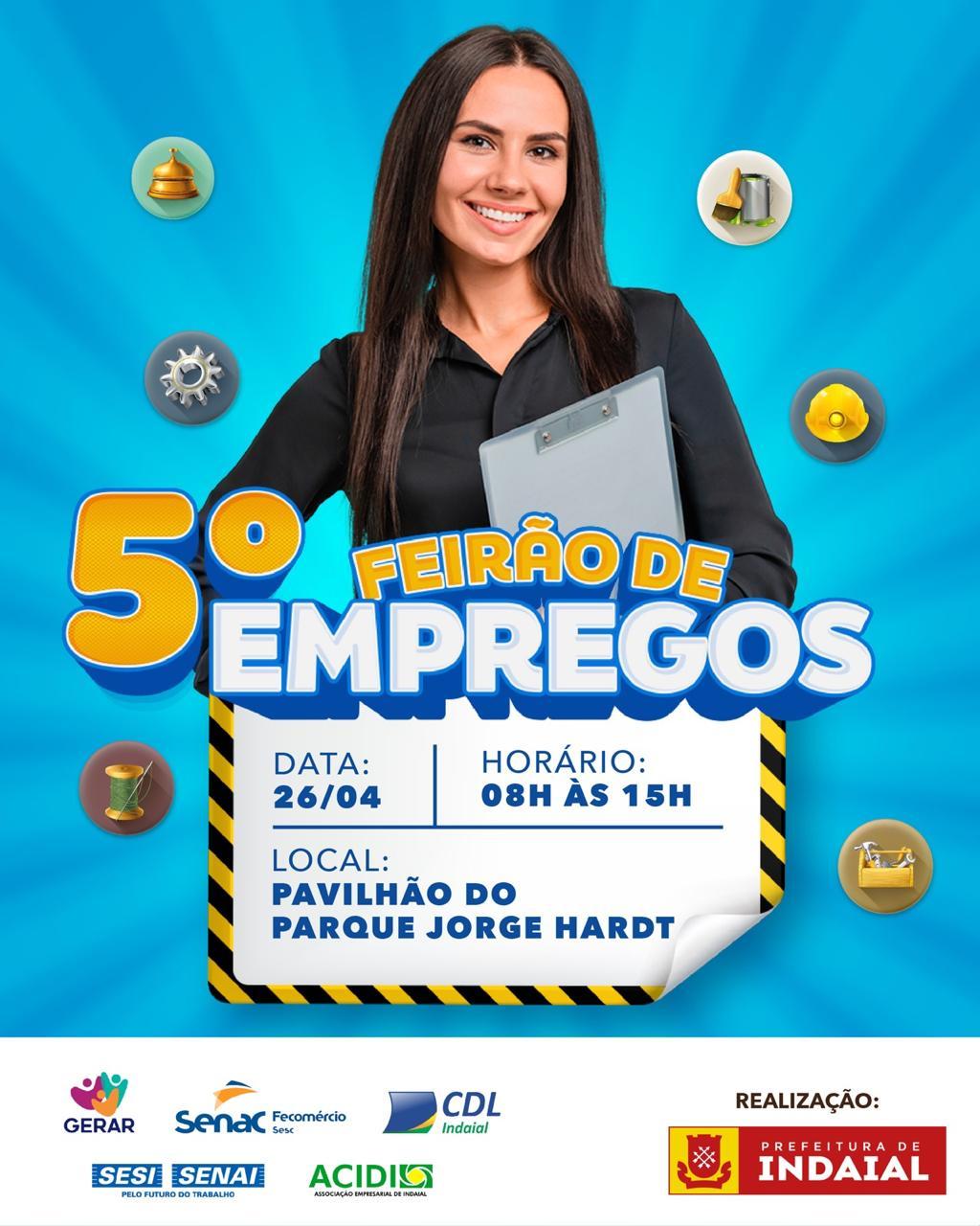 Feirão de Empregos de Indaial é neste sábado (26)