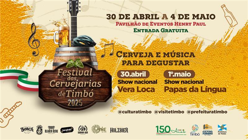 Festival das Cervejarias de Timbó (SC) reúne sete marcas a partir de 30 de abril com entrada gratuita em espaço inédito