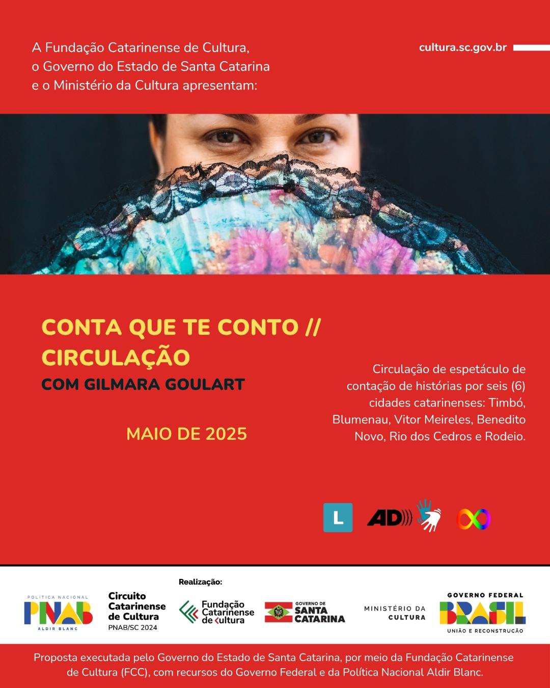 Circulação de projeto de contações de histórias, da artista Gilmara Goulart, chega a seis cidades do Vale Do Itajaí neste mês de maio