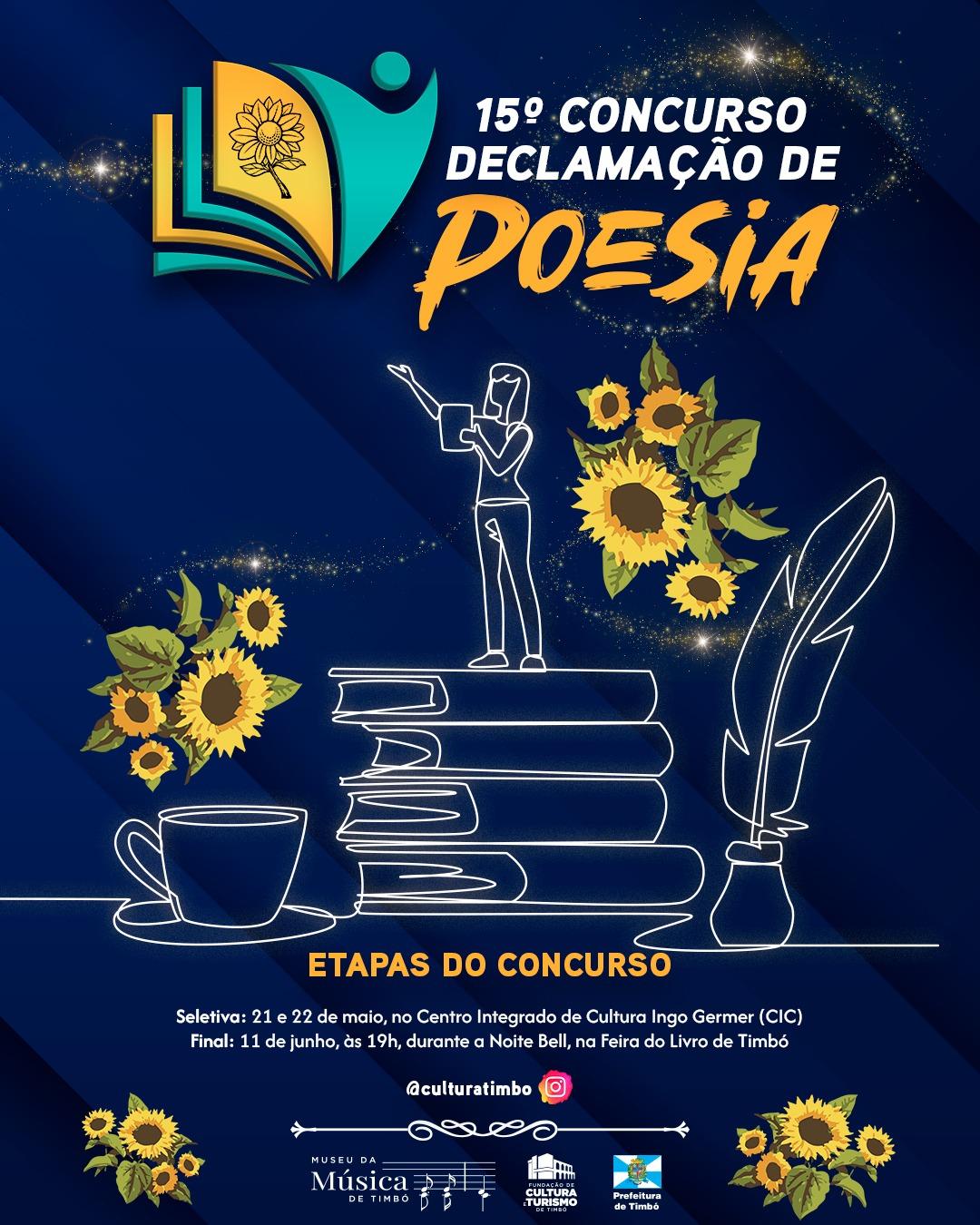 Concurso de Poesias de Timbó movimenta mais de 180 inscritos; etapas começaram hoje 08/05