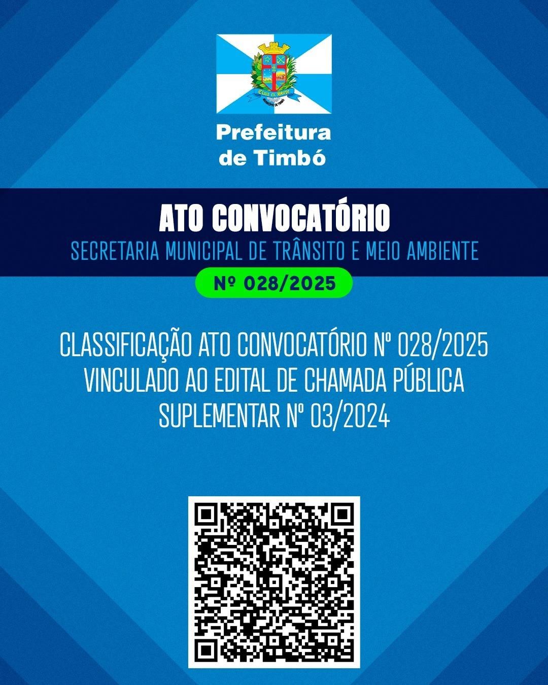 Divulgado o Resultado Final do Ato Convocatório 028/2025 da Secretaria de Trânsito e Meio Ambiente de Timbó
