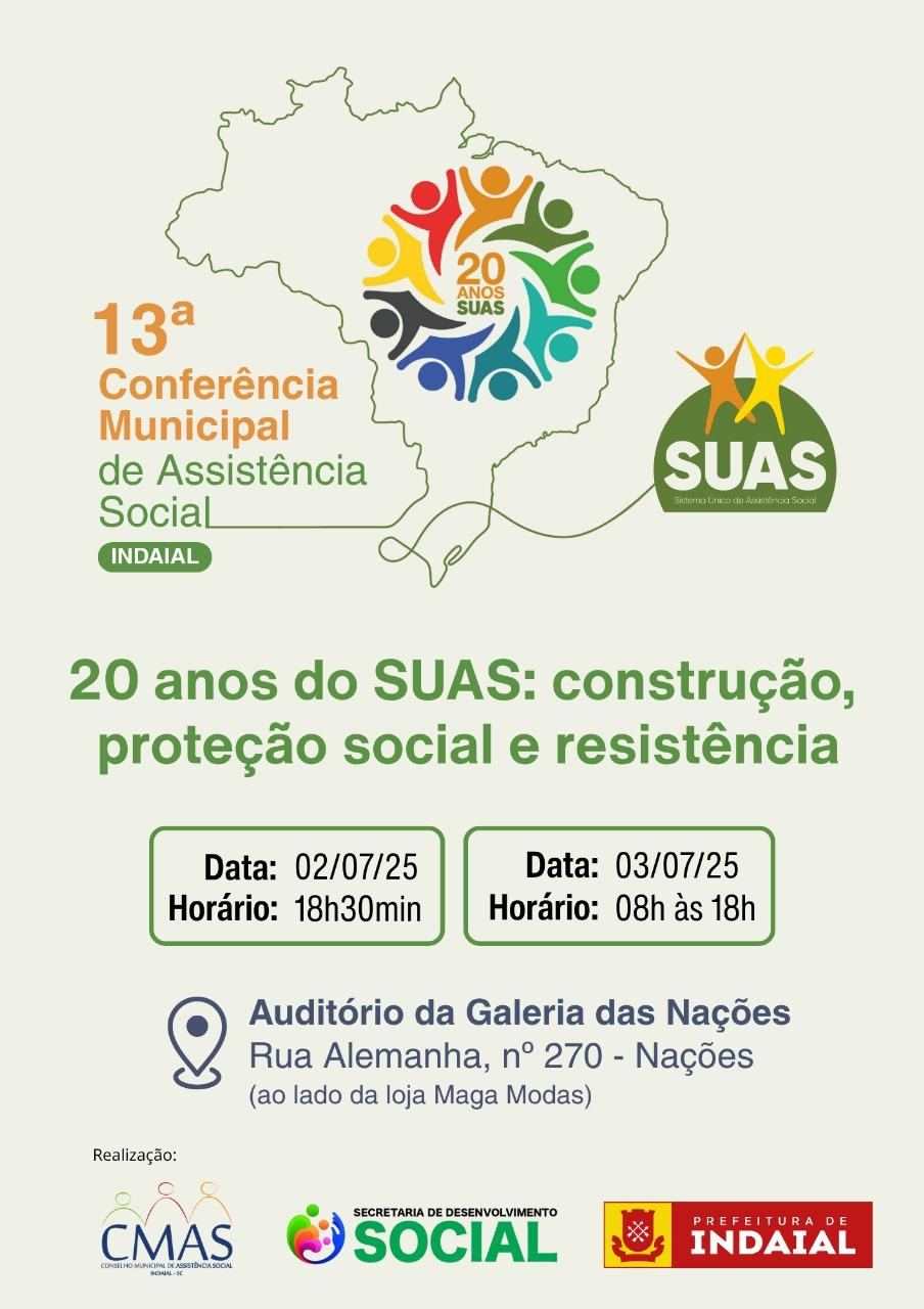 Indaial promove 13ª Conferência Municipal de Assistência Social nos dias 2 e 3 de julho