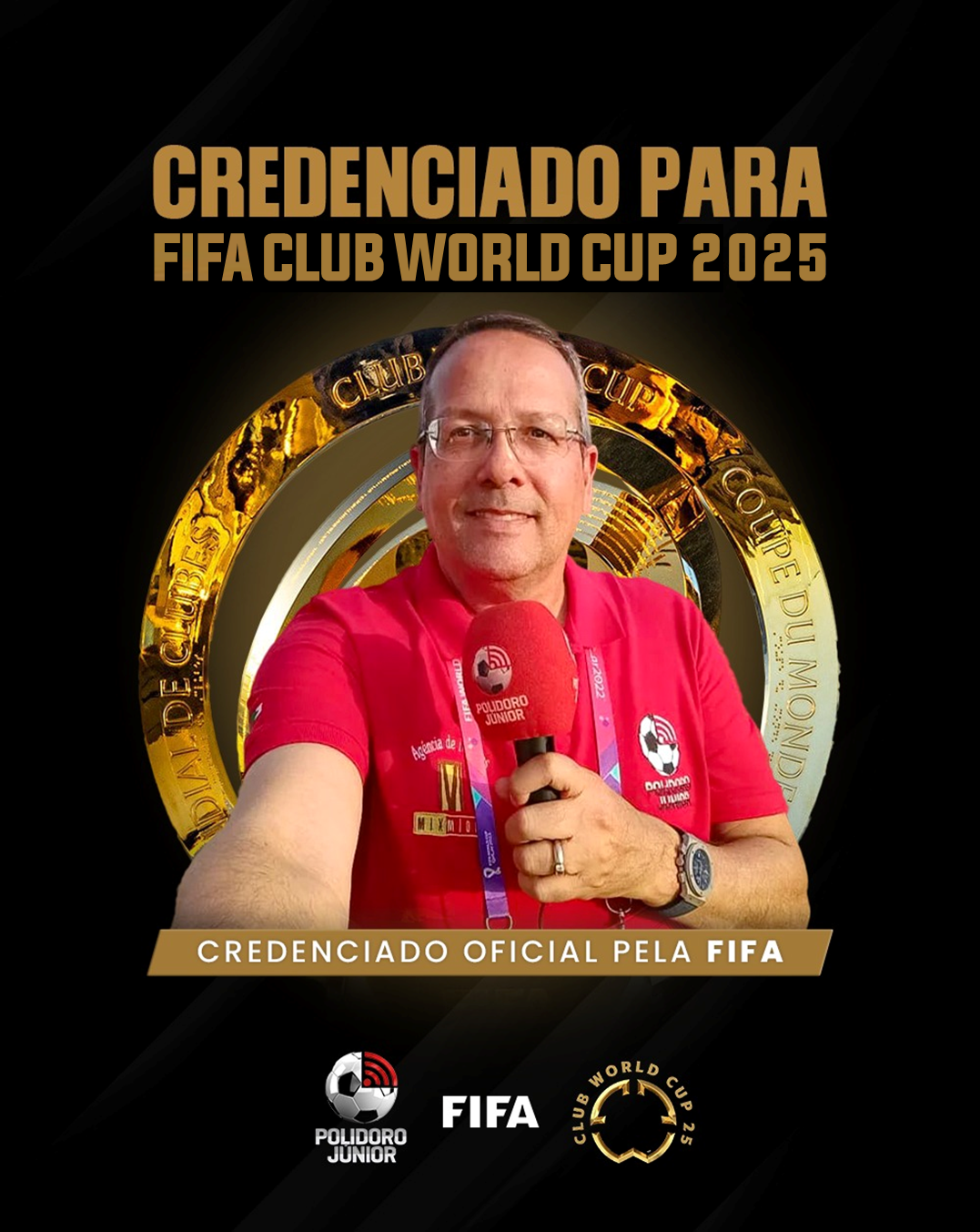 Jornalista catarinense Polidoro Júnior estará no Mundial de Clubes da FIFA