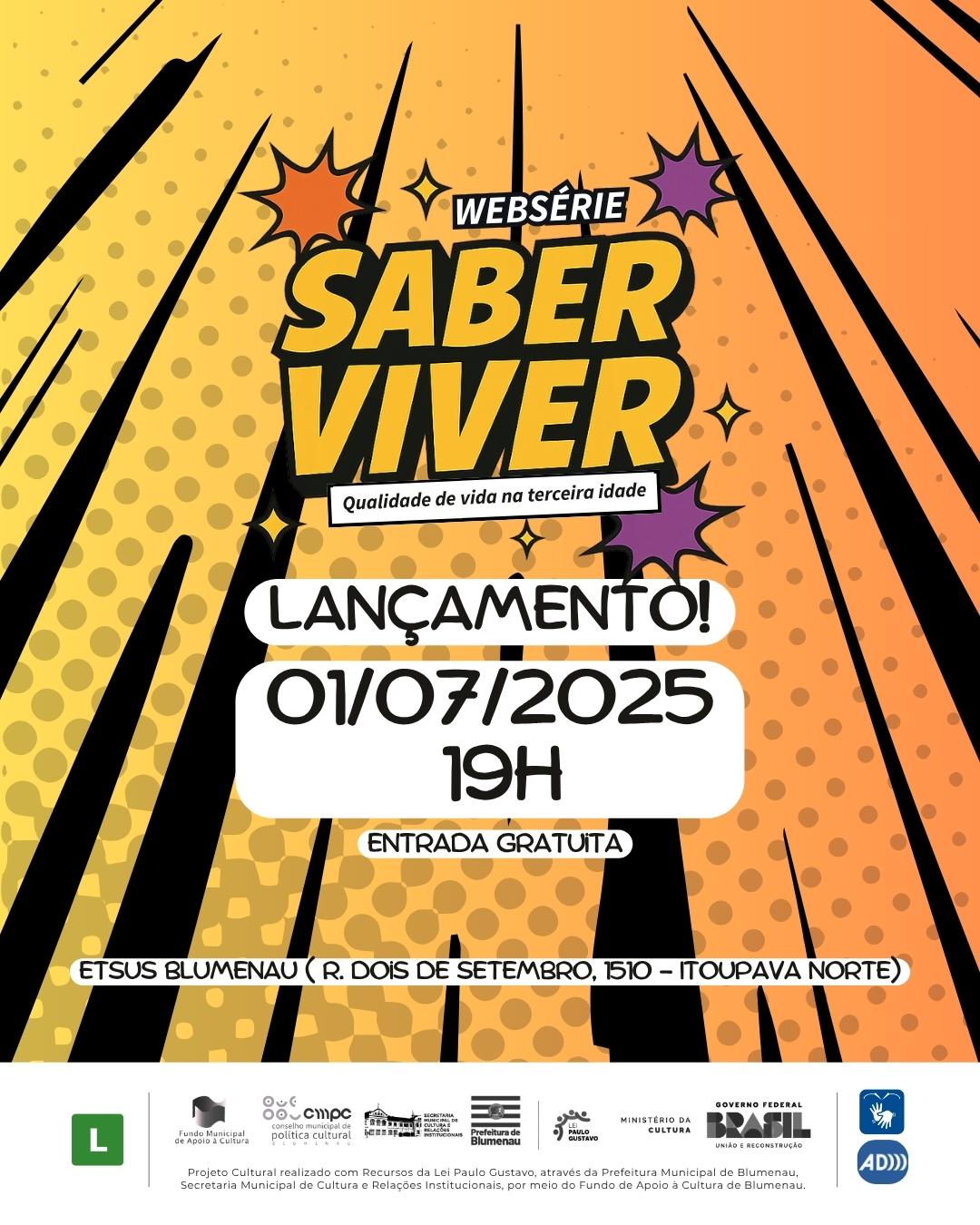 Na próxima terça-feira (01/07), a ETSUS Blumenau recebe o lançamento oficial do curta-metragem SABER VIVER, websérie sobre a vida na terceira idade
