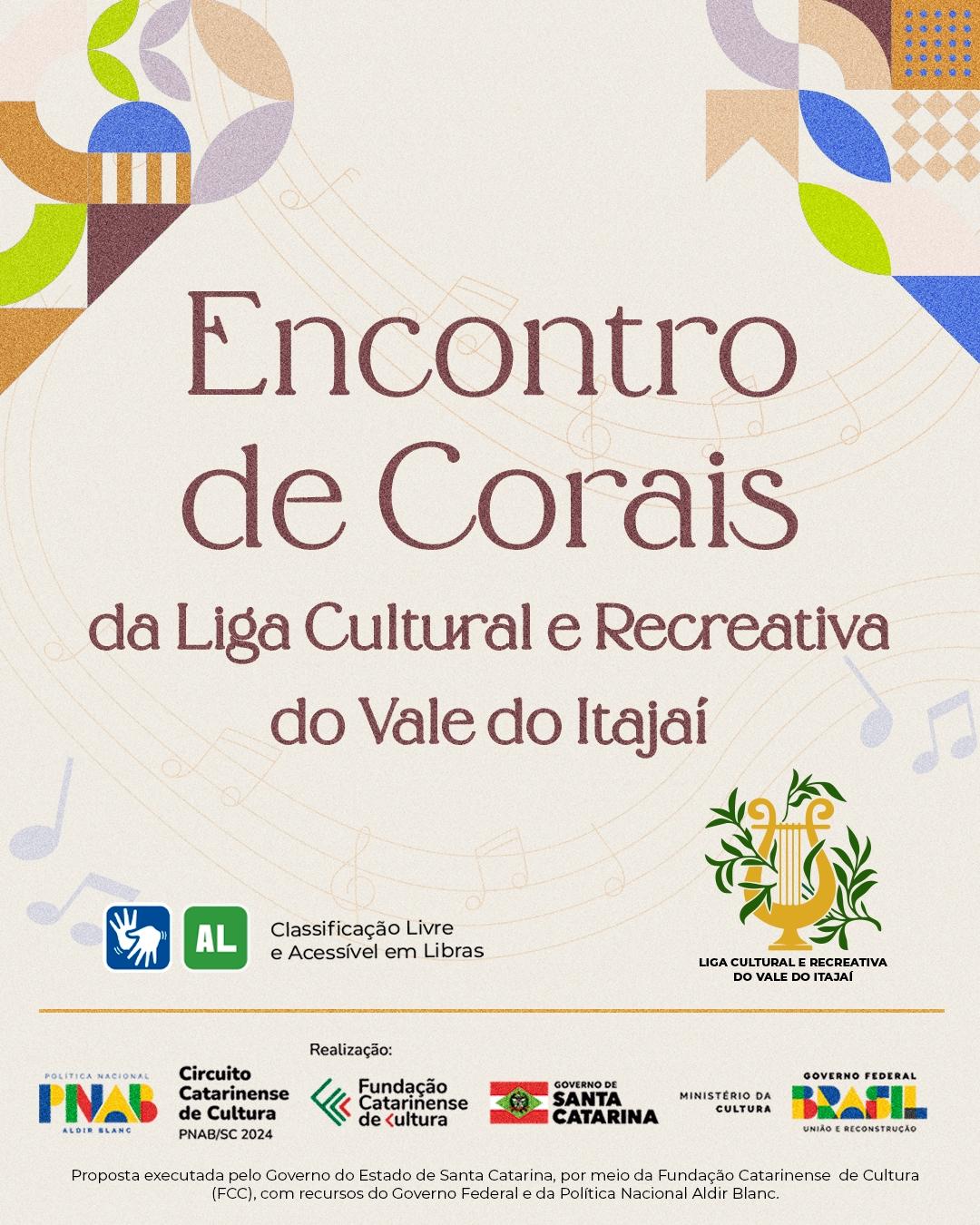 Encontros de Corais, alusivos ao 73 anos da Liga Cultural e Recreativa Vale do Itajaí, ocorrem em Dona Emma, Timbó e Blumenau, em agosto e setembro