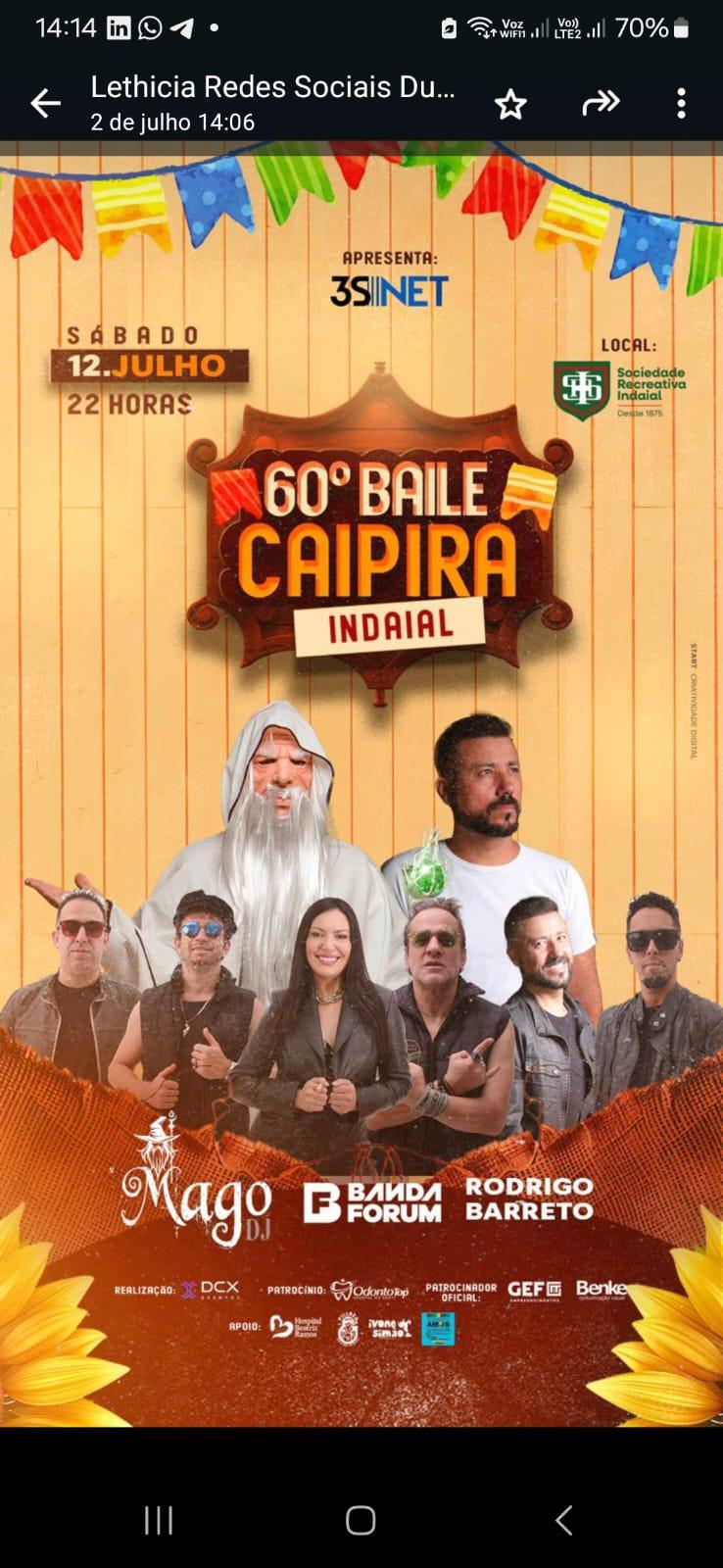Inscrições gratuitas para o Desfile Caipira de Indaial podem ser feitas até essa quinta-feira, 10