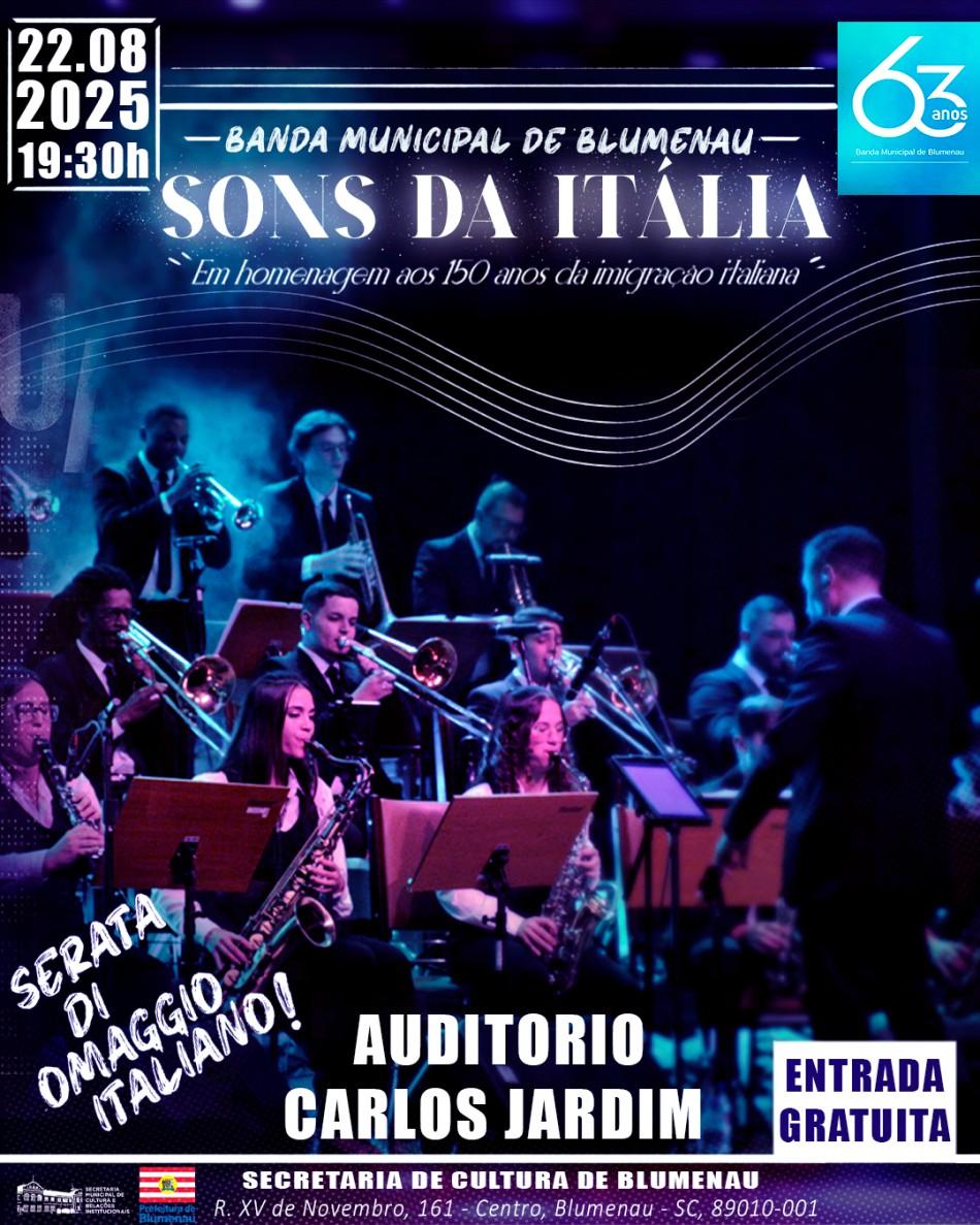 Banda Municipal comemora 63 anos com show gratuito nesta sexta-feira, dia 22