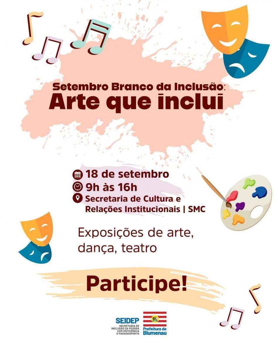 Arte para a inclusão das pessoas com deficiência será tema de evento nesta quinta-feira em Blumenau.