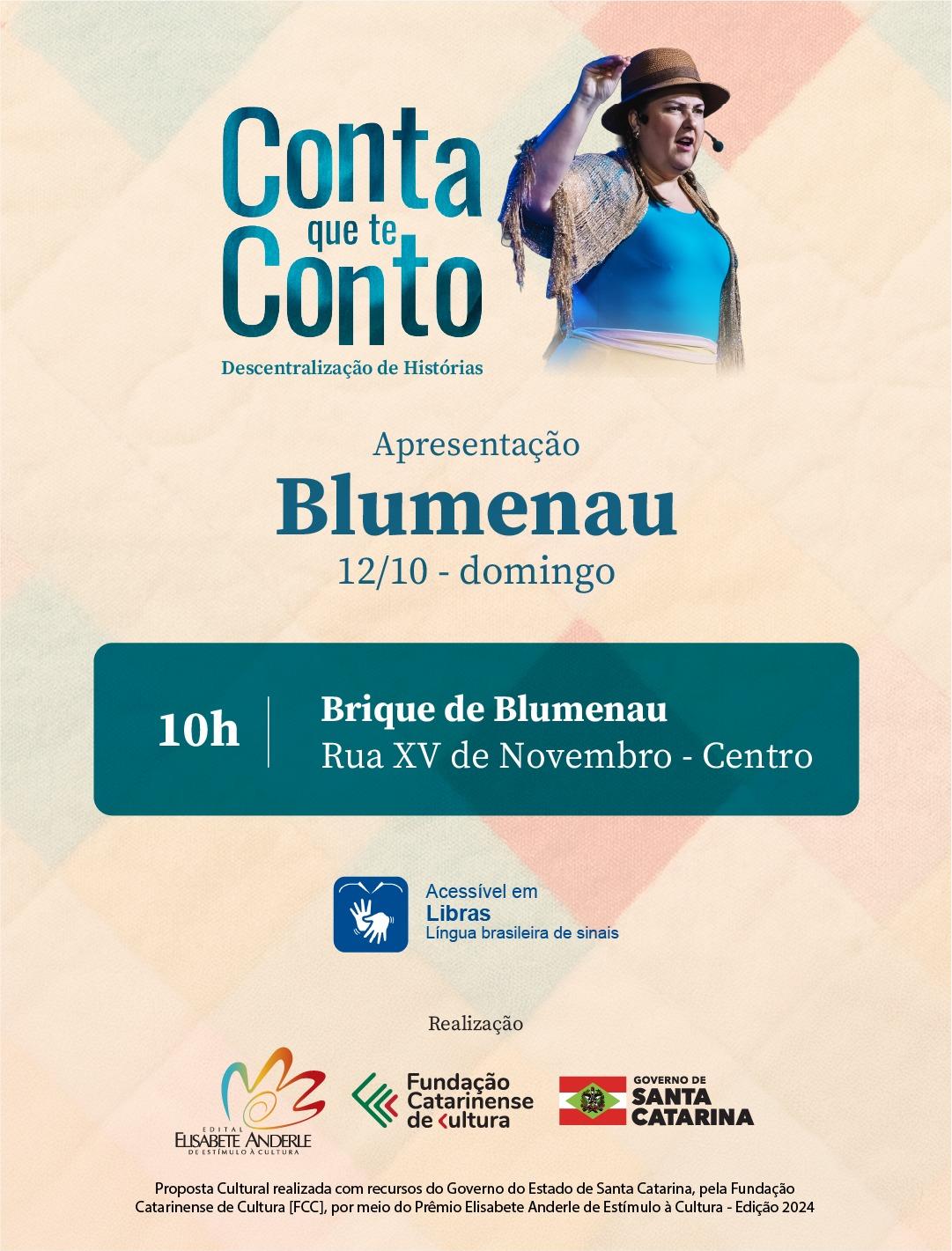 Circulação de contação de histórias da artista Gilmara Goulart chega a Blumenau neste domingo (12)