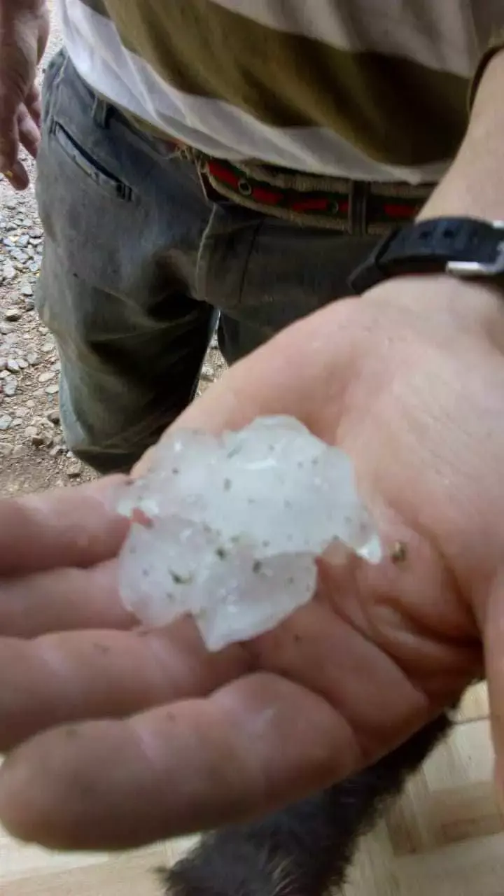 Granizo cobre 90% de Doutor Pedrinho, mas não causa danos