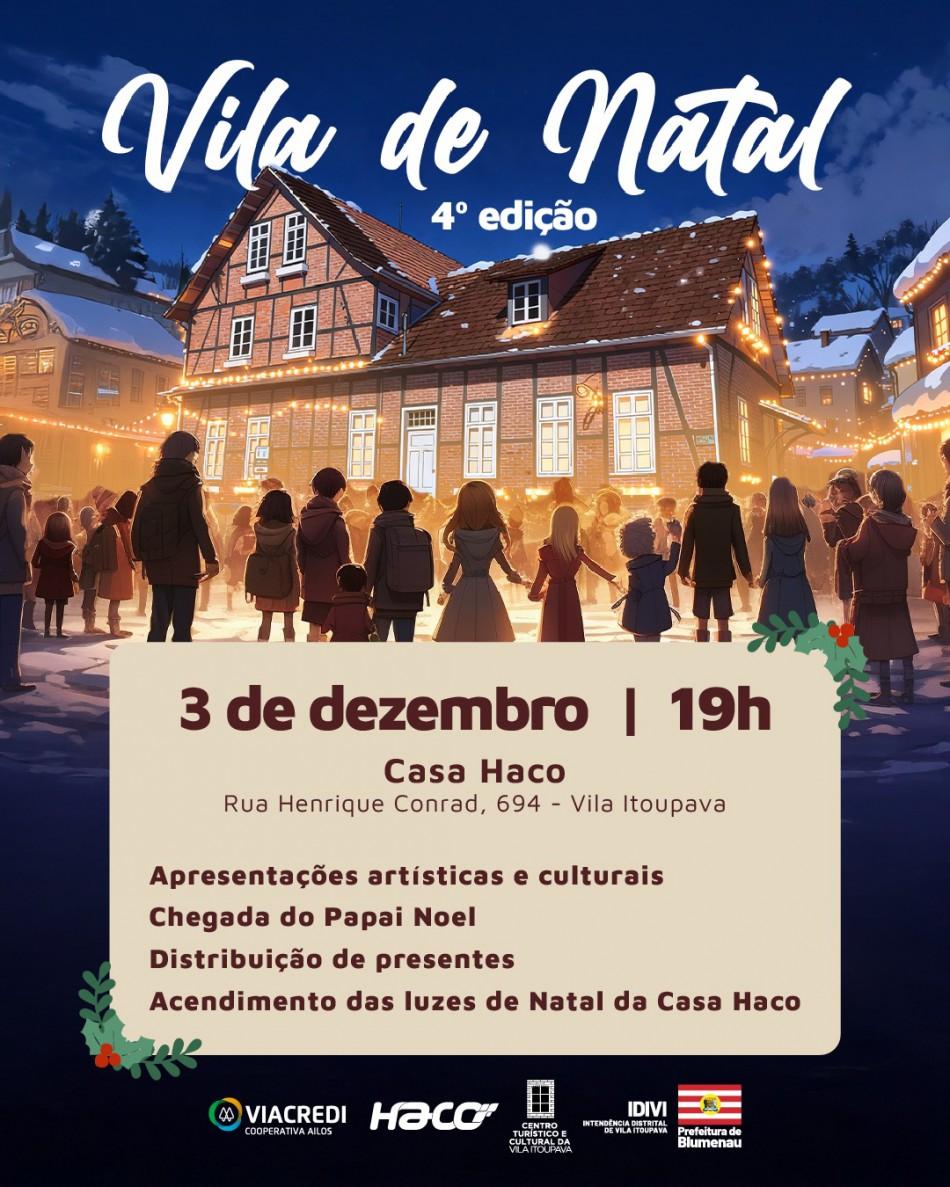 Quarta edição da Vila de Natal ilumina a Vila Itoupava nesta quarta-feira, dia 3