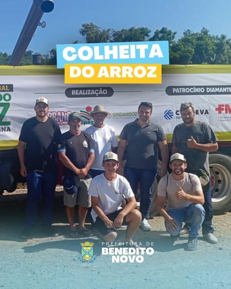 Agricultores de Benedito Novo participam da 8ª Abertura Oficial da Colheita do Arroz em SC