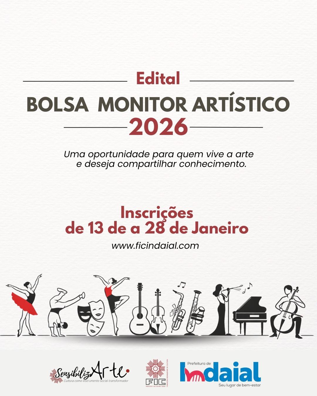 Fundação Indaialense de Cultura abre inscrições para Bolsa Monitor Artístico 2026