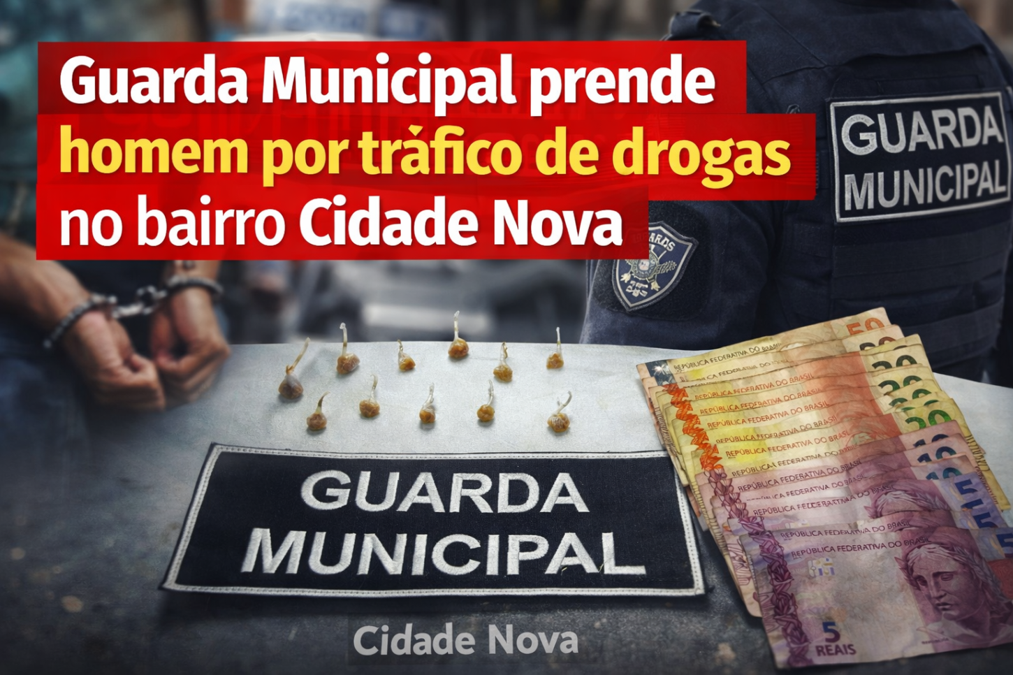 Guarda Municipal prende homem por tráfico de drogas no bairro Cidade Nova