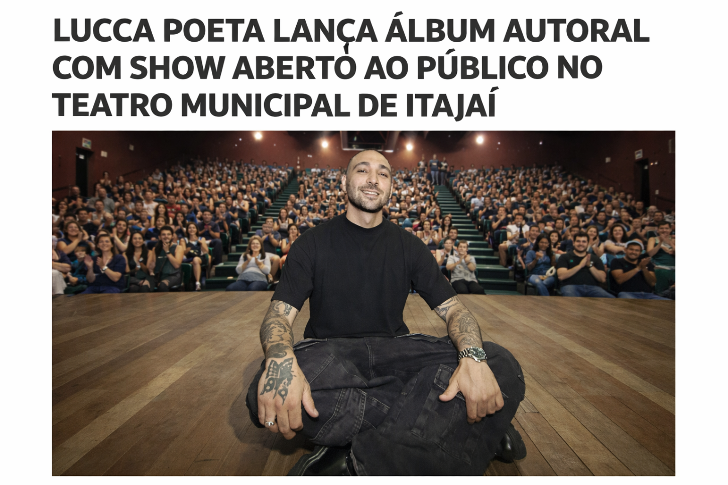 Lucca Poeta lança álbum autoral com show aberto ao público no Teatro Municipal de Itajaí 