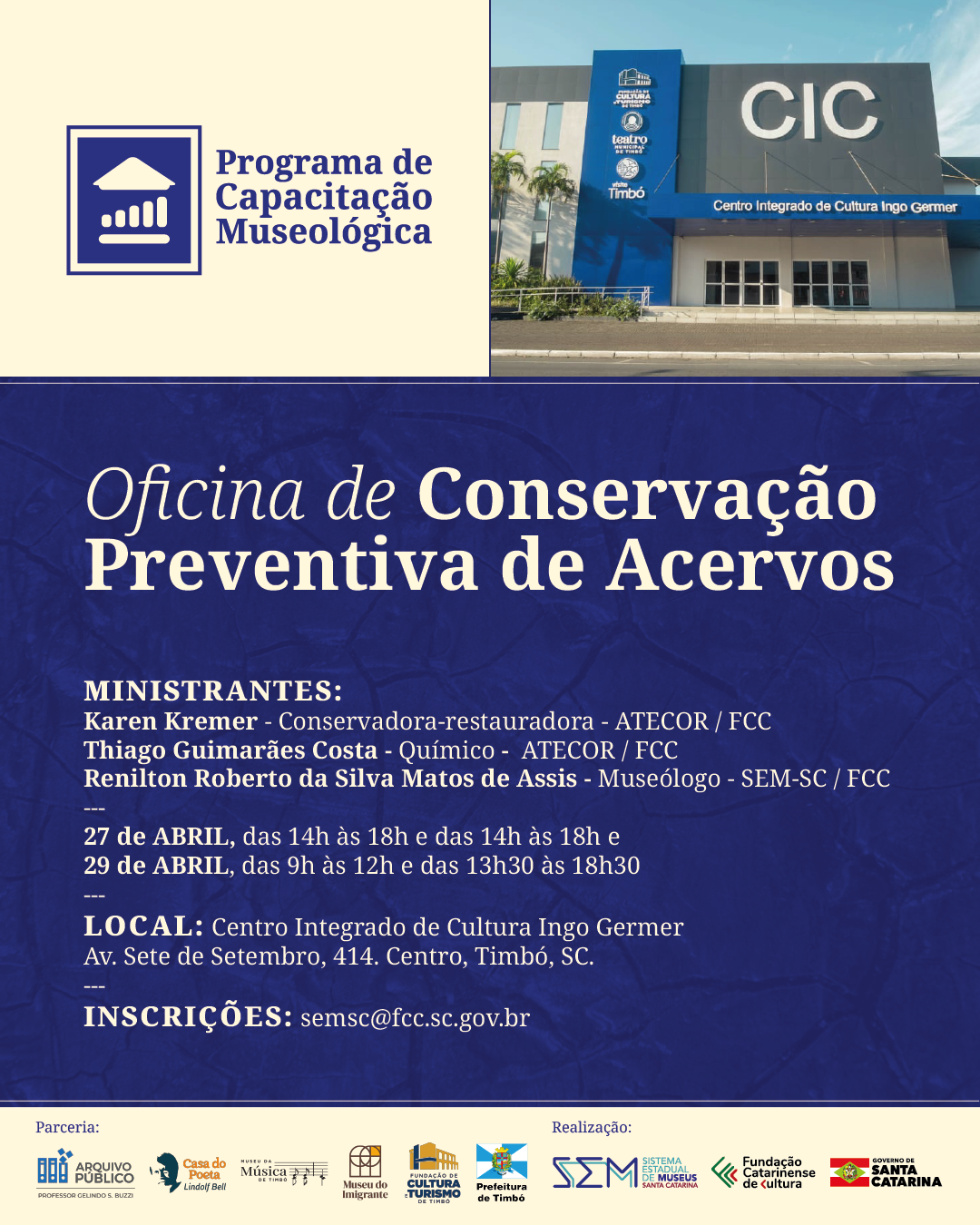 Fundação Catarinense de Cultura leva Oficina de Conservação Preventiva de Acervos a Timbó