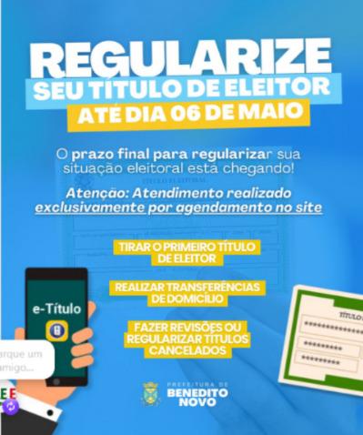 Benedito Novo em alerta: prazo para regularização eleitoral termina em 6 de maio