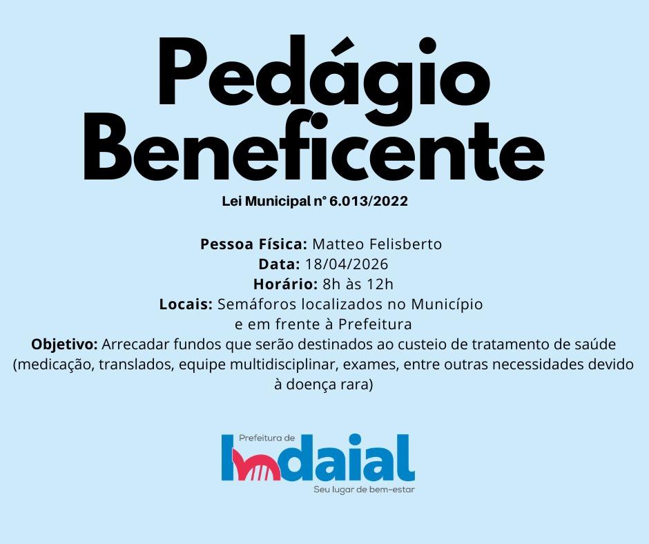 Pedágio beneficente em prol de Matteo Felisberto é neste sábado (18)