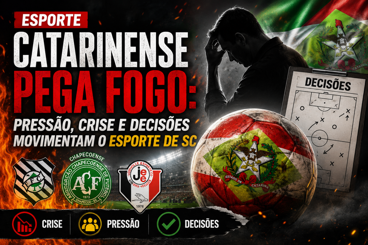 Catarinense pega fogo: pressão, crise e decisões movimentam o esporte de SC