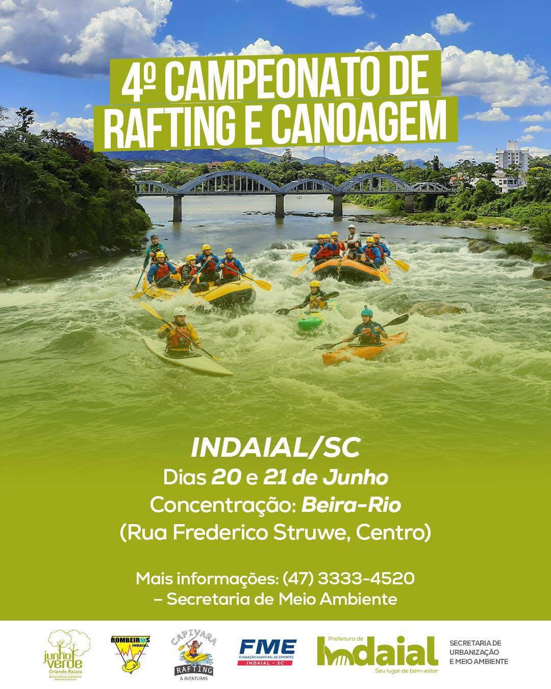 4º Campeonato de Rafting e Canoagem de Indaial será realizado nos dias 20 e 21 de junho