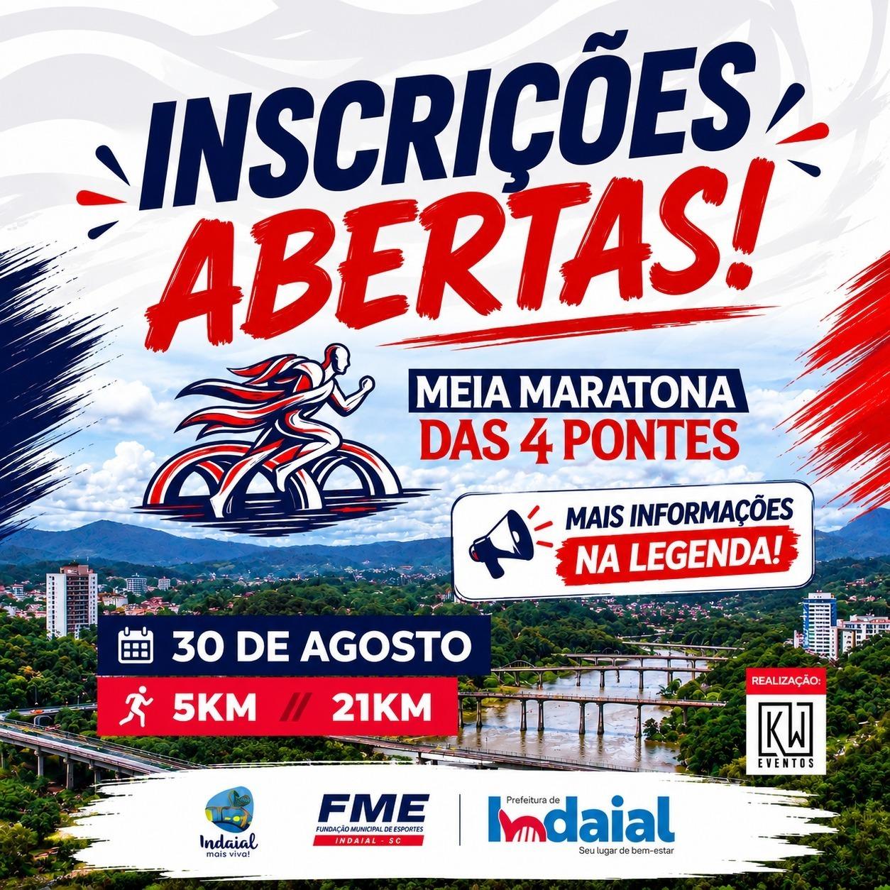 FME Indaial abre inscrições para a Meia Maratona das 4 Pontes 2026
