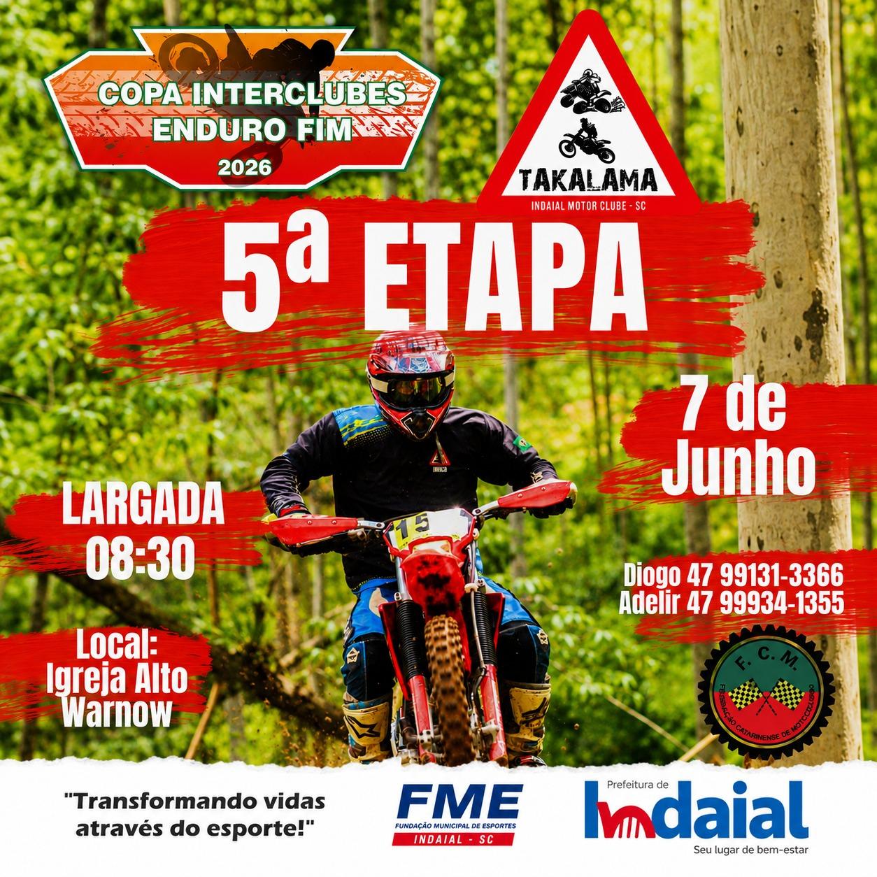 Indaial recebe a 5ª Etapa da Copa Interclubes de Enduro FIM 2026 neste domingo