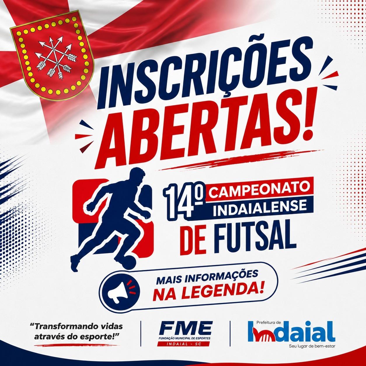 Inscrições abertas para o Campeonato Indaialense de Futsal 2026 