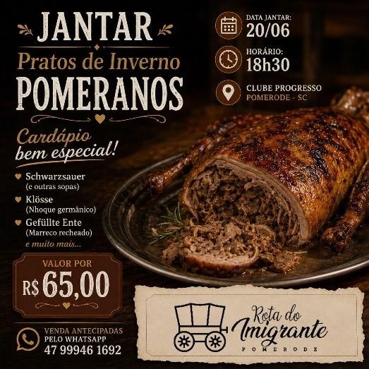 Jantar trará receitas seculares dos imigrantes Pomeranos