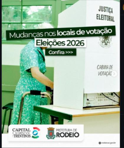 Eleitores de Rodeio devem ficar atentos a mudanças em seções de votação