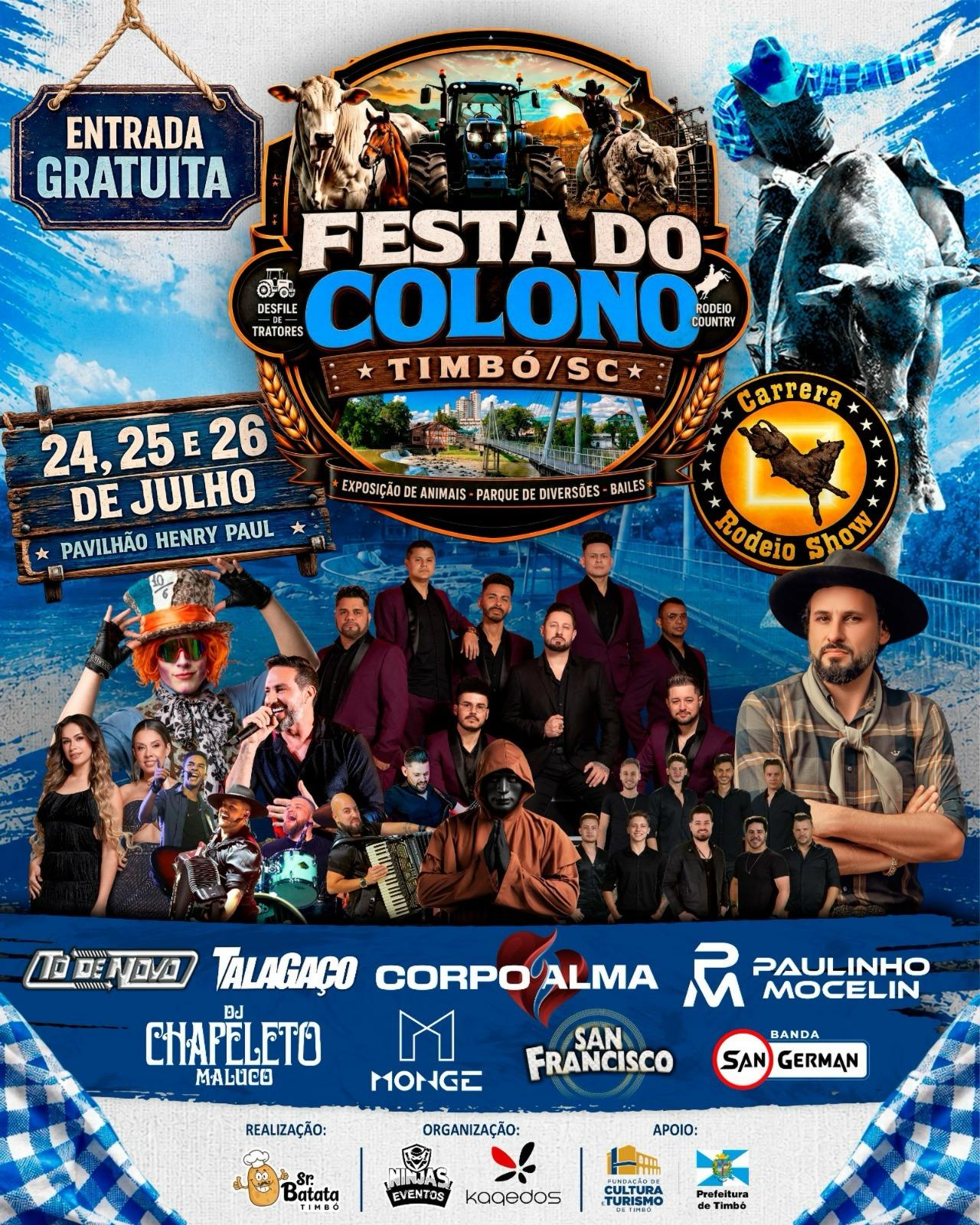Festa do Colono movimenta Timbó entre os dias 24 e 26 de julho