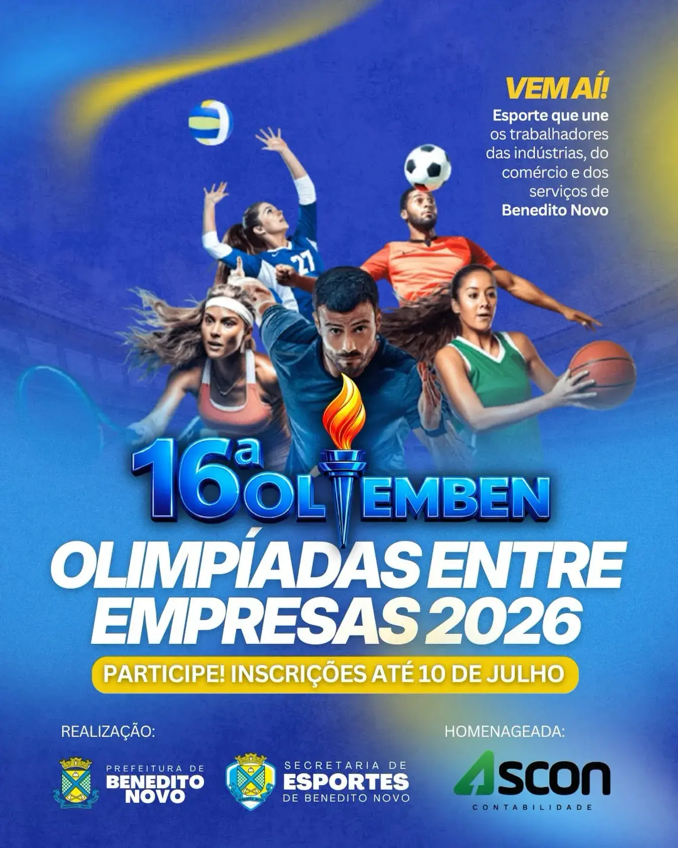 Inscrições para a 16ª OLIEMBEN estão abertas em Benedito Novo