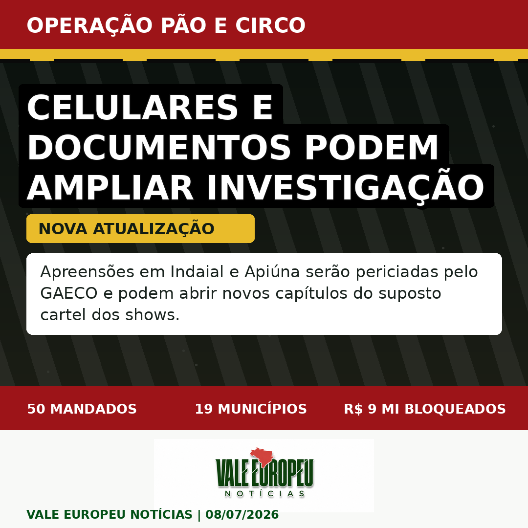 Pão e Circo pode abrir nova frente no Vale: celulares e documentos podem revelar o tamanho real do suposto cartel dos shows