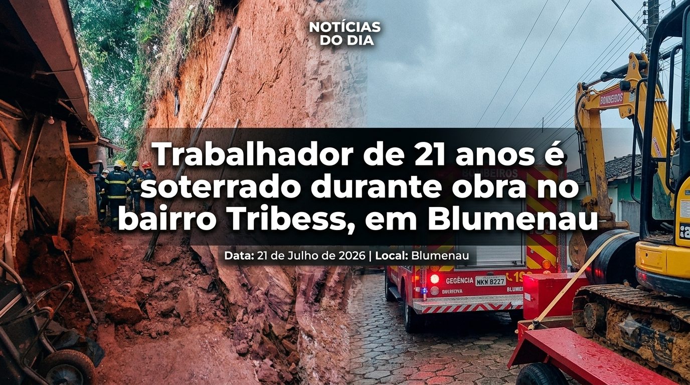 Trabalhador de 21 anos é soterrado durante obra no bairro Tribess, em Blumenau