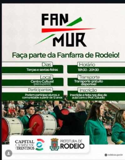Rodeio abre inscrições para novos integrantes da Fanfarra Municipal