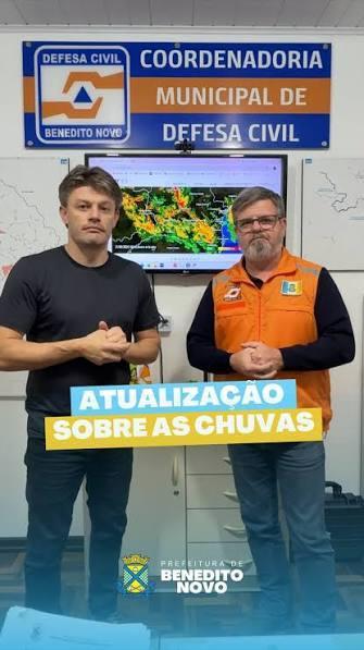 Chuva forte provoca alagamentos, risco de deslizamento e transtornos em Benedito Novo