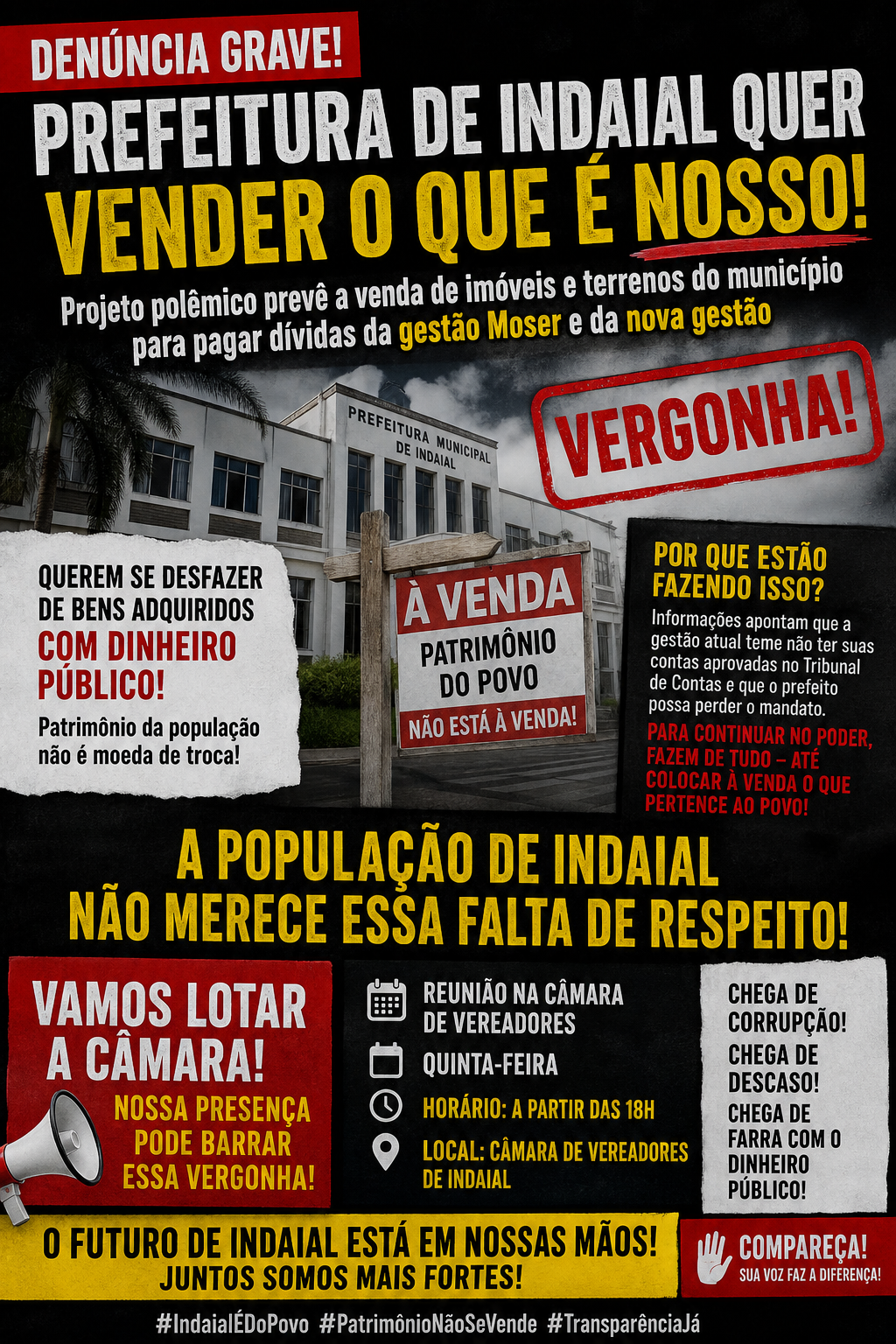 PATRIMÔNIO DE INDAIAL NA MIRA? PROJETO PODE ABRIR CAMINHO PARA VENDA DE IMÓVEIS PÚBLICOS
