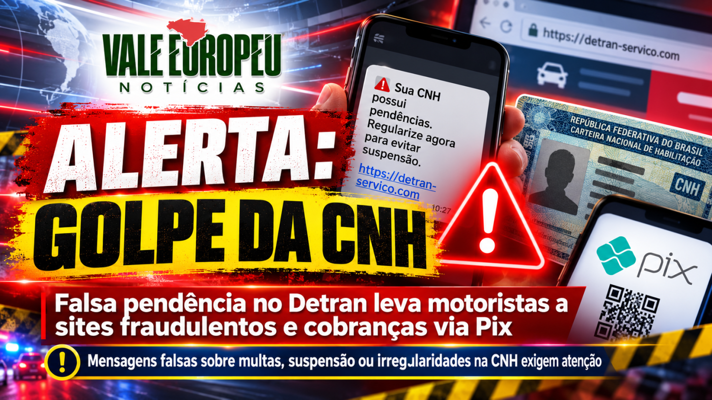 ALERTA: golpe usa falsa pendência na CNH para levar motoristas a sites fraudulentos e cobranças via Pix