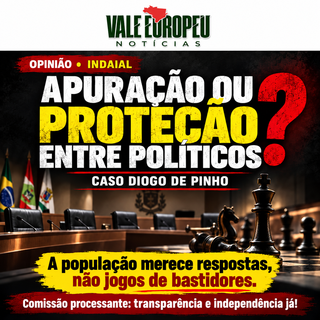 Caso Diogo de Pinho: Indaial merece respostas, não um jogo de proteção política