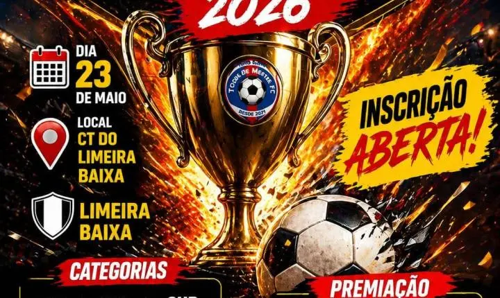 1ª Taça Toque de Mestre 2026 movimenta categorias de base em Limeira Baixa neste sábado(23)