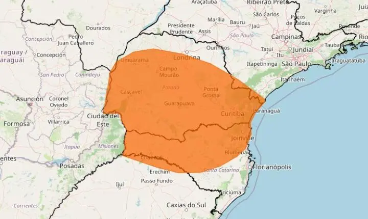 Alerta de tempestade é ampliado pelo Inmet com ventos de até 100 km/h