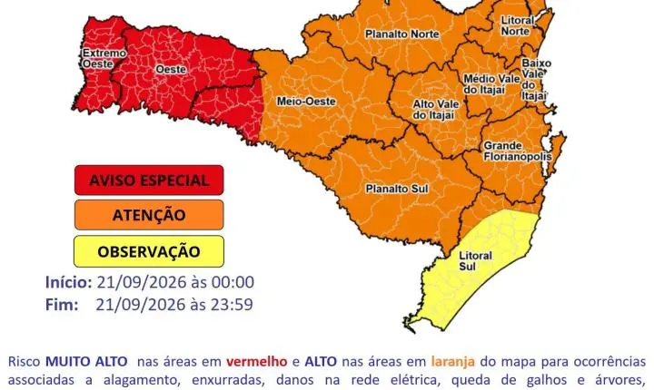 ATENÇÃO: TIMBÓ ESTÁ EM ALERTA PARA TEMPORAIS NESTA SEGUNDA-FEIRA
