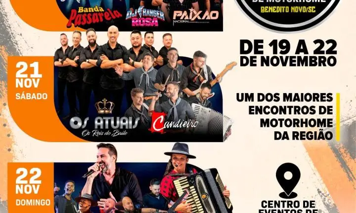 Benedito Novo terá quatro dias de festa no 2º Encontro de Motorhomes; prefeito destaca economia e expectativa de movimentar a economia 