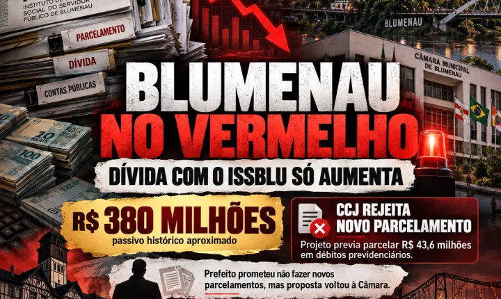 Blumenau no vermelho: promessa de Egídio Ferrari esbarra em dívida milionária com o ISSBLU e derrota na Câmara