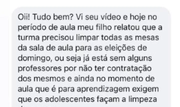 CRISE NA EDUCAÇÃO DE INDAIAL? Vereadora denuncia falta de merenda e afirma que professores e alunos estariam limpando salas de aula