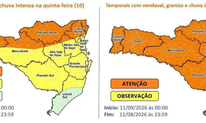 Defesa Civil de Timbó alerta para risco de temporais e formação de ciclone extratropical