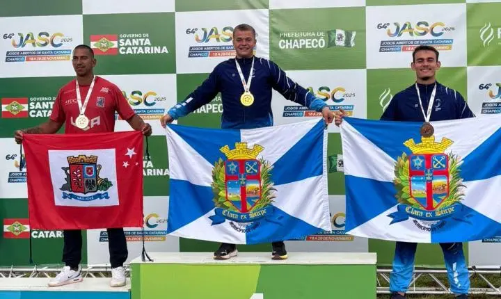 Dobradinha de Timbó: Eduardo Radatz e Alex Boher conquistam Ouro e Bronze no Lançamento de Dardo no JASC
